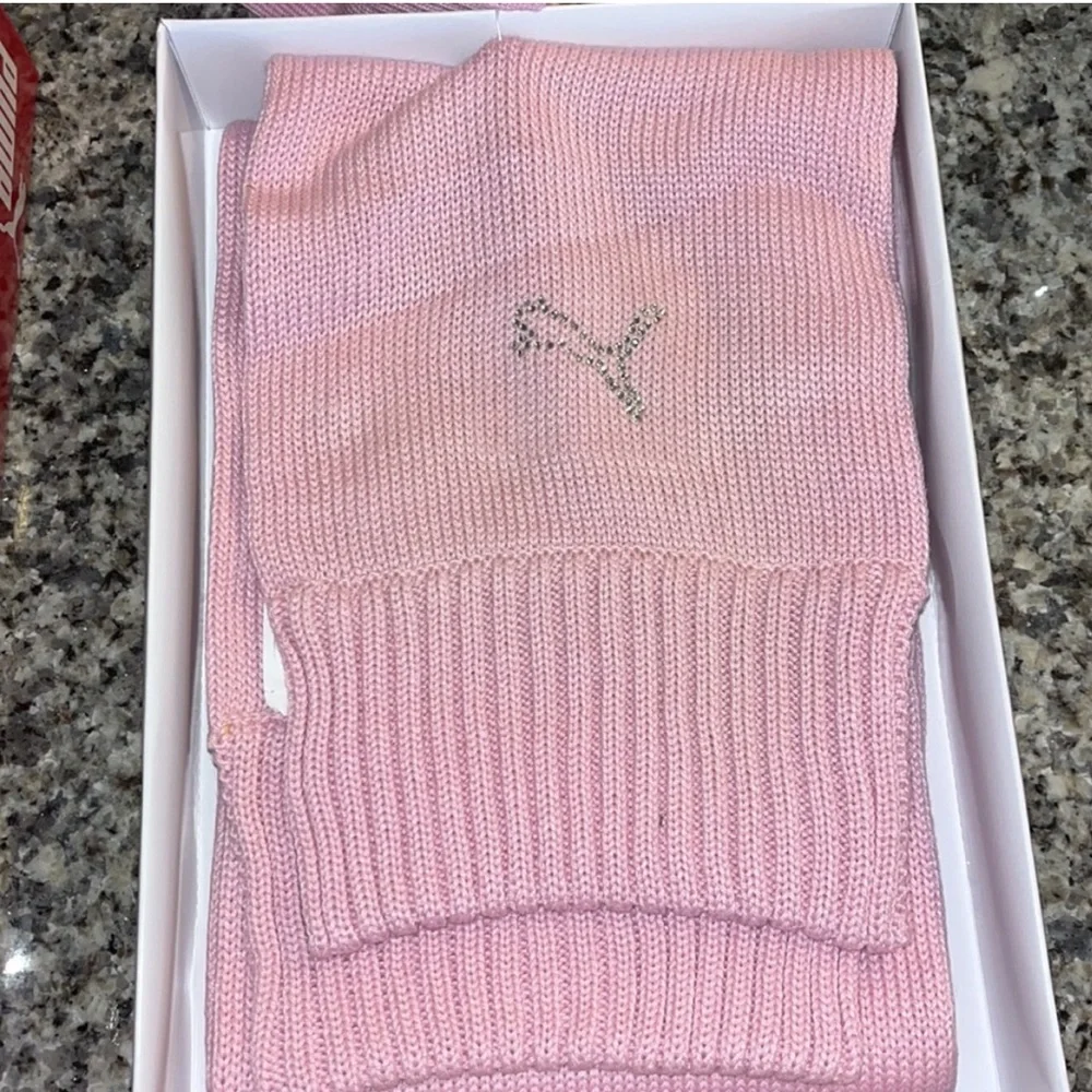 Puma Winter Gloves and Scarf Gift Set pink style “Diamond” new Women’s Small
